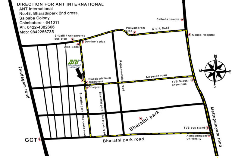 ANT International Coimbatore route map