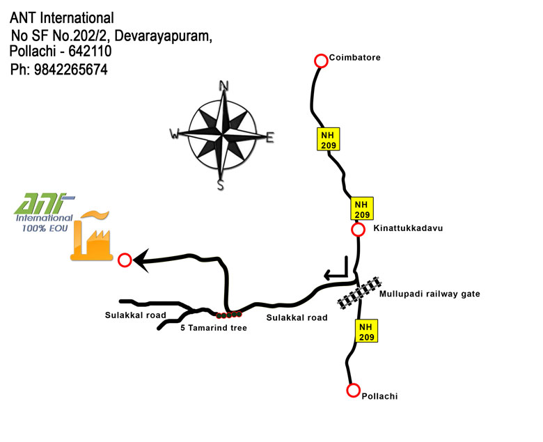 ANT International Factory route map